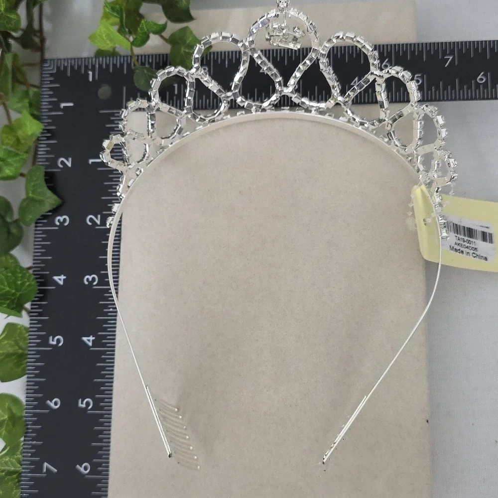 Silver Clear Rhinestone Sweet 16 Tiara with Side Combs